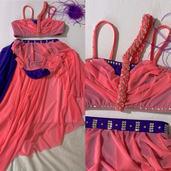 Reverence solo pink purple Custom rhinestoned dance costume
